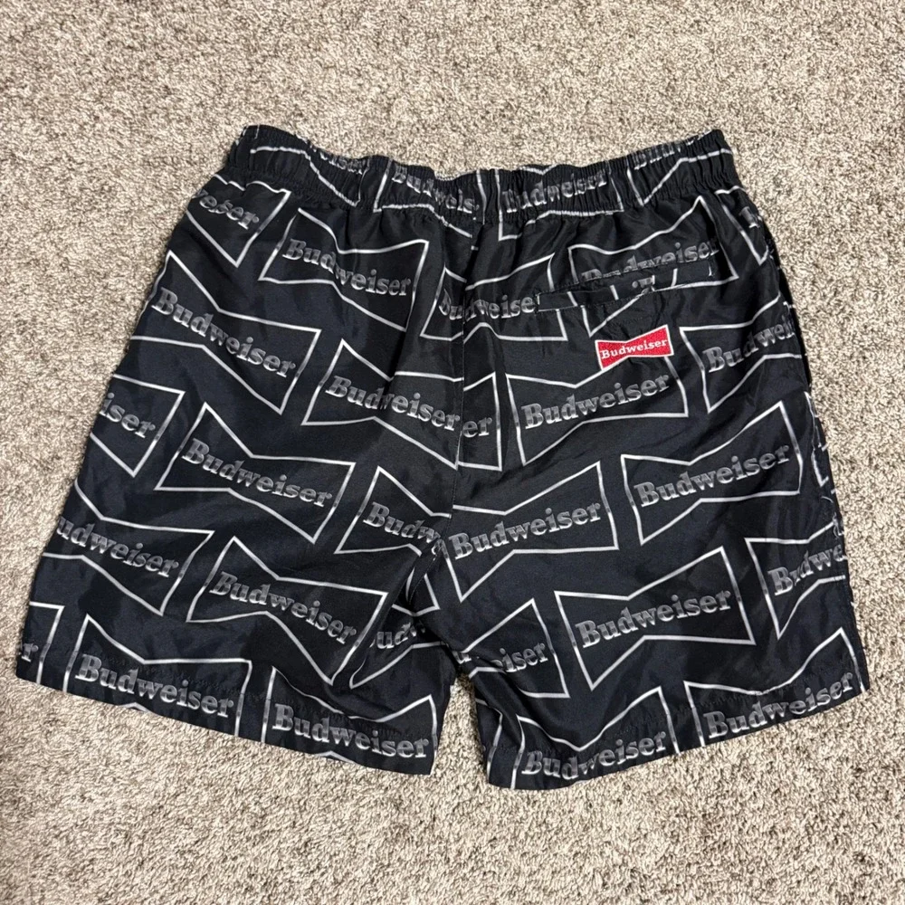 Budweiser PacSun Mens Black All Over Beer Logo Swim Trunks Board Shorts Medium M